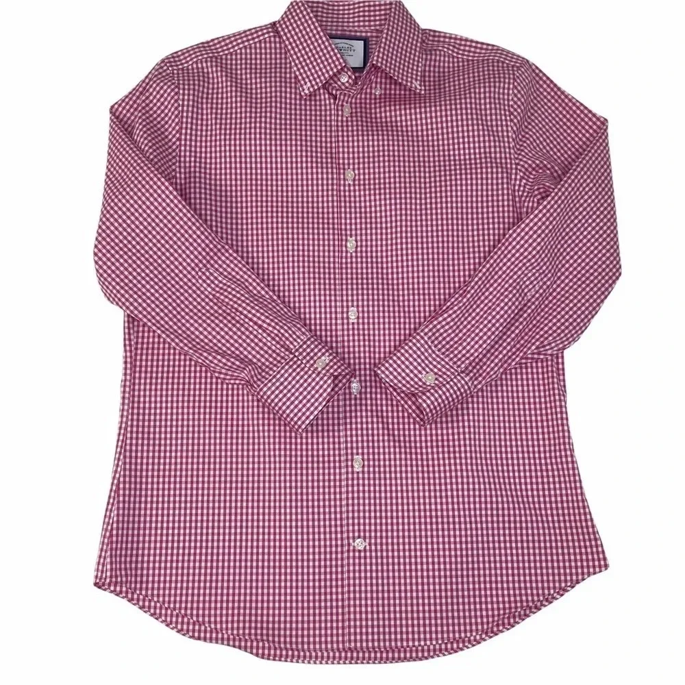Charles Tyrwhitt Fuschia Plaid Shirt Sz: 16